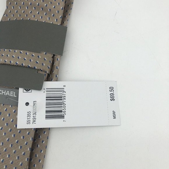 MICHAEL KORS Men's Silk Blend Tie Beige Taupe Pattern NWT MSRP: $69.50 - Picture 5 of 7